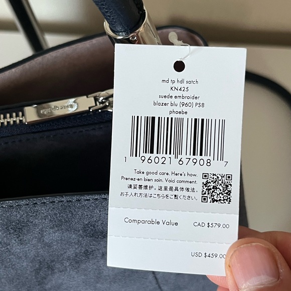 ♠️Kate Spade Phoebe Suede Embroidered Medium Top Handle Bag - Picture 5 of 11